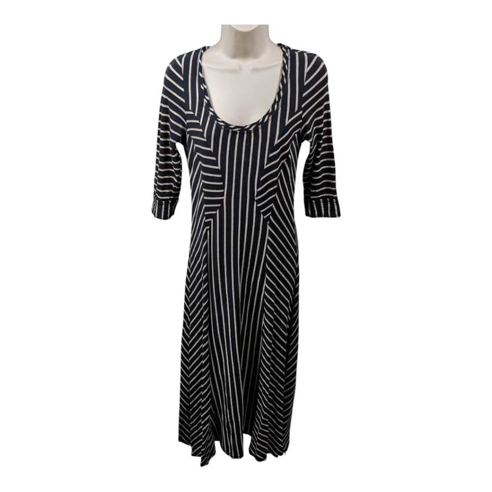 Anthropologie Saturday Sunday Pieced Stripe Asymmetrical Midi Dress Sz S